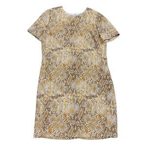Babaton Mini Dress Size 2 Patricio Snake Print Shift Shirt Yellow Aritzia Office